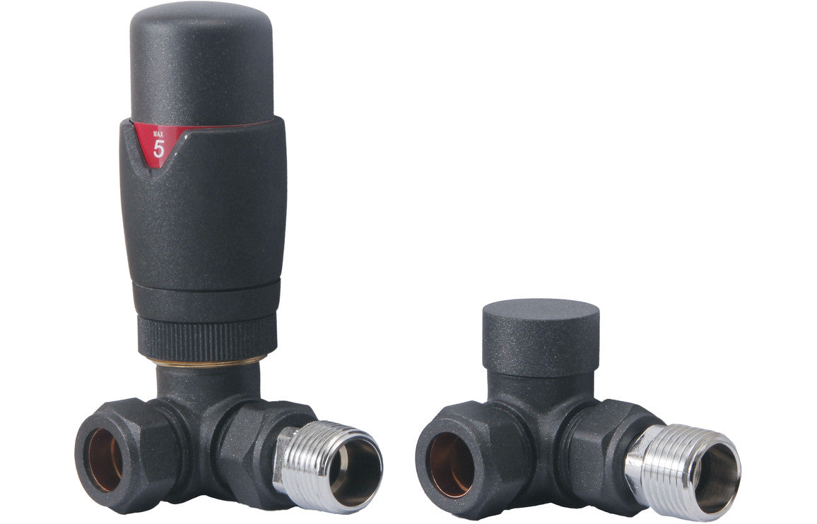 Round Thermostatic Anthracite Radiator Valves