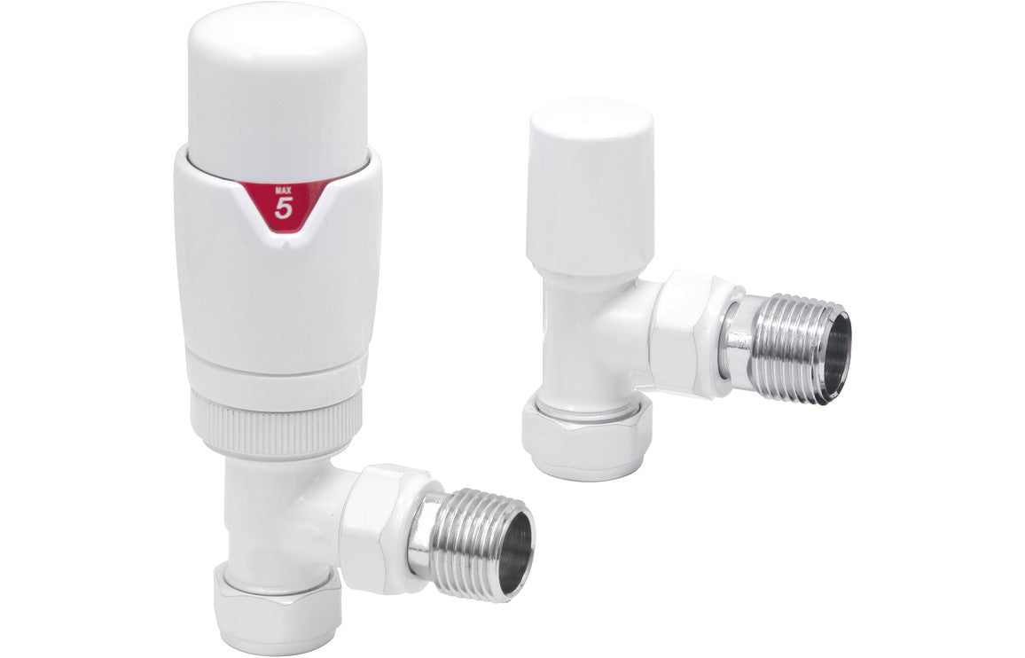 Round Thermostatic White Radiator Valves