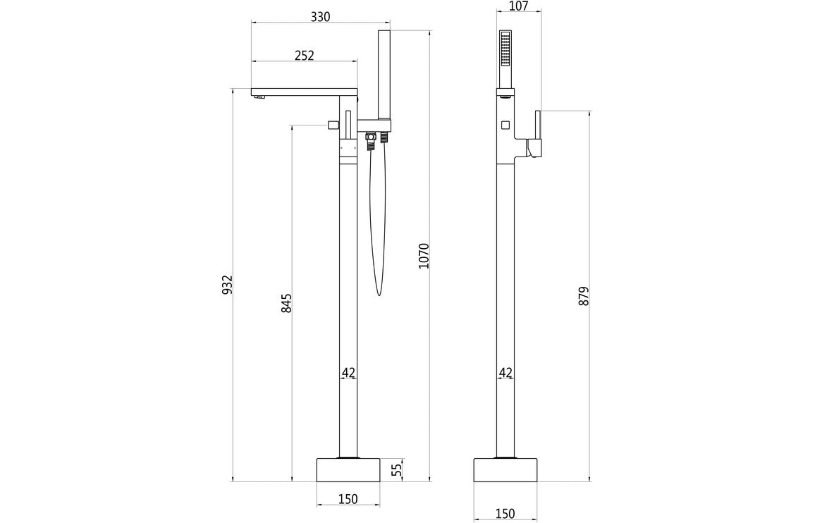 Thena Floor Standing Bath/Shower Mixer - Chrome