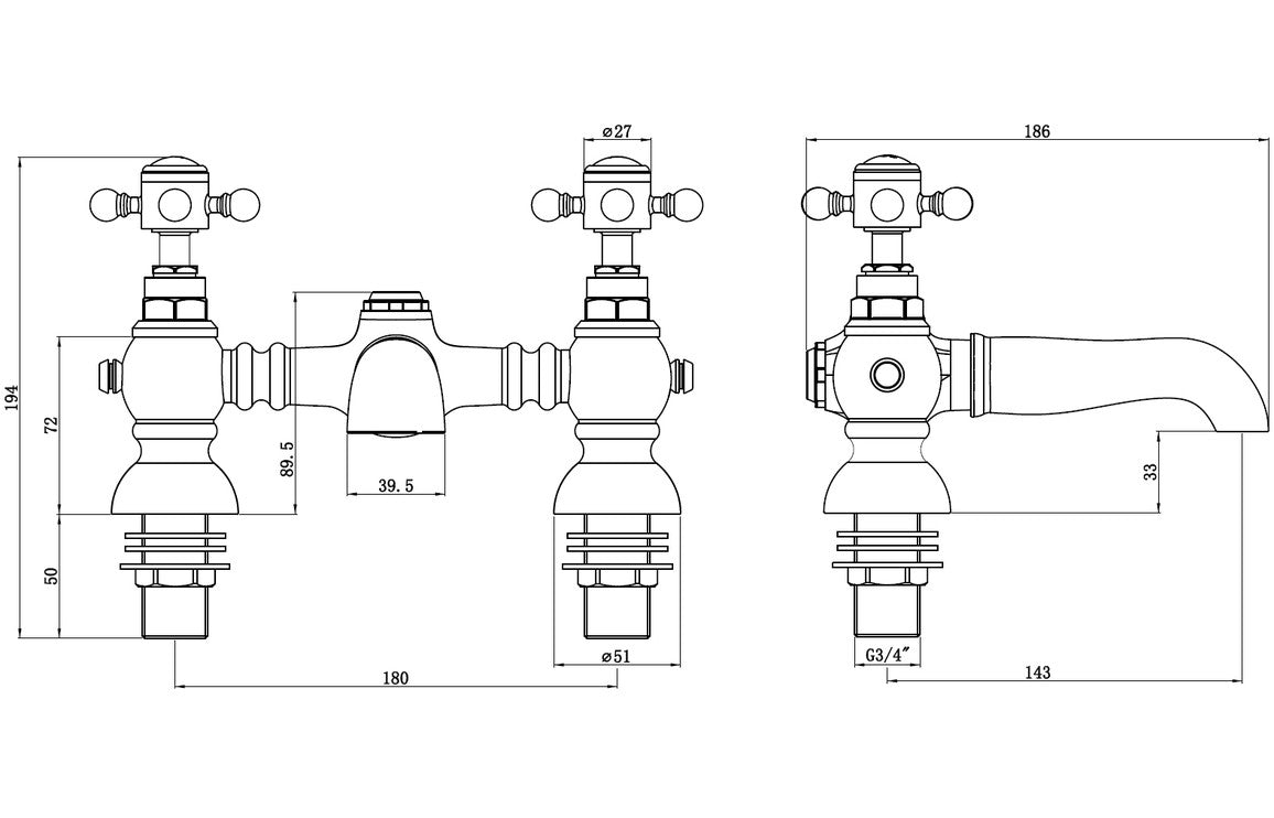 Marlow Bath Filler - Brushed Brass