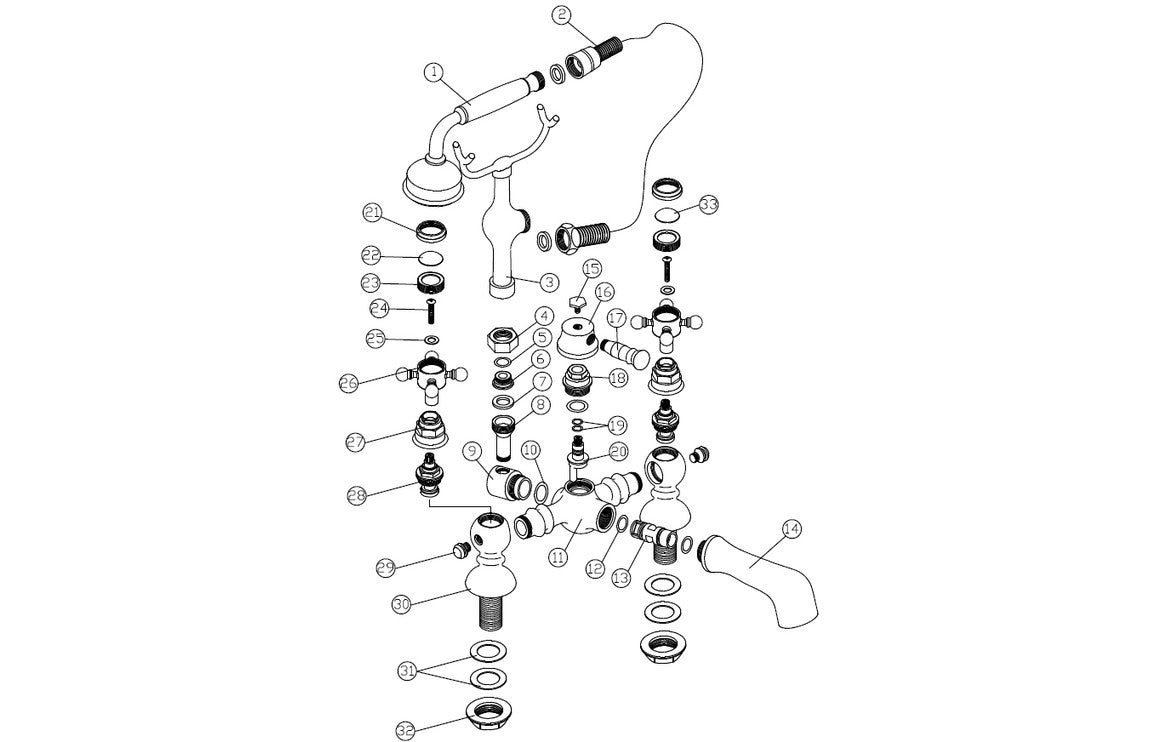 Marlow Bath/Shower Mixer & Shower Kit - Brushed Brass