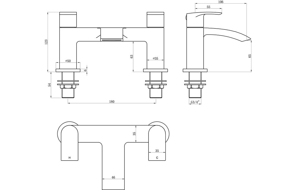 Oroni Bath Filler - Chrome