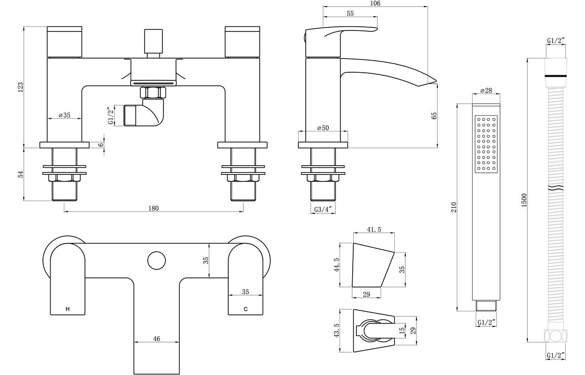 Oroni Bath/Shower Mixer - Chrome