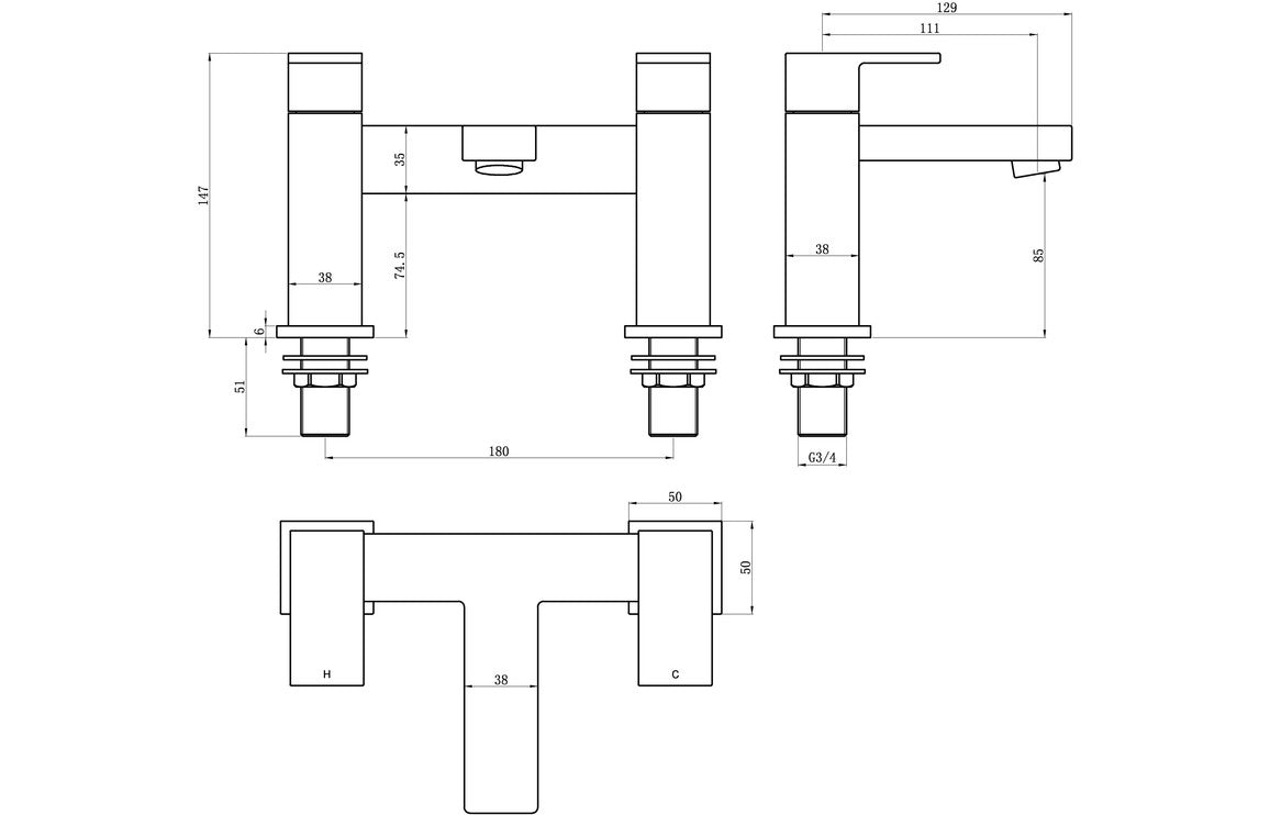 Thena Bath Filler - Chrome