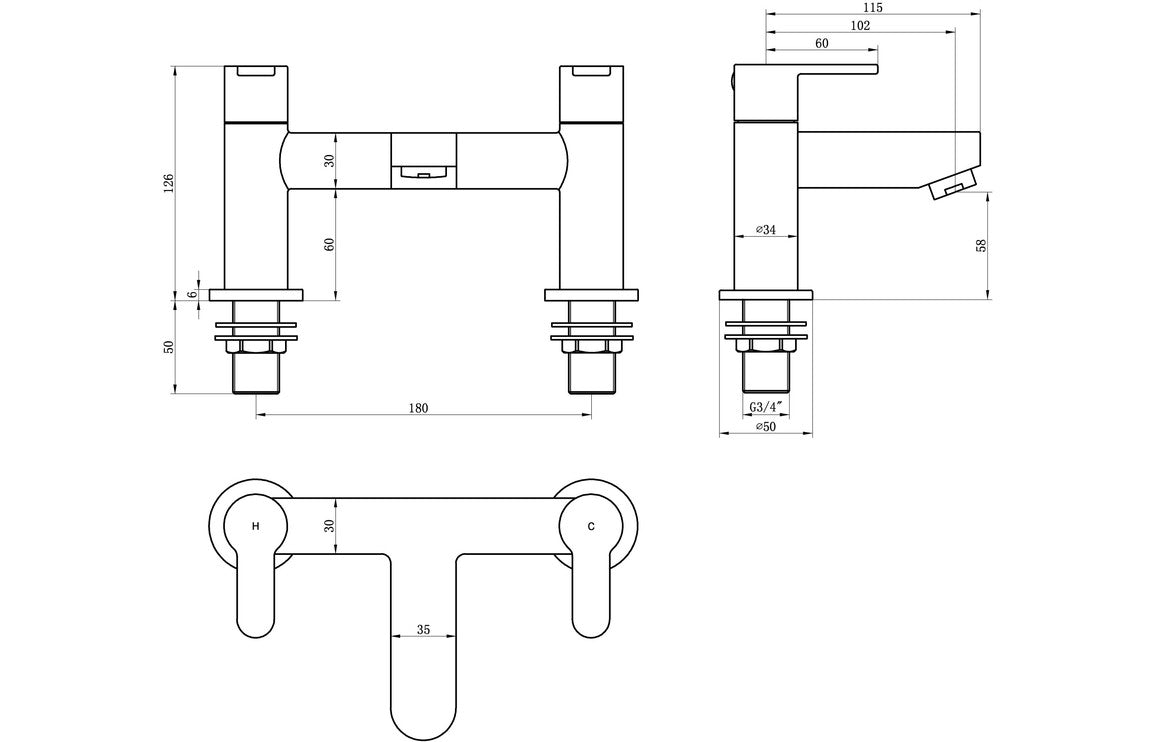 Pia Bath Filler - Chrome
