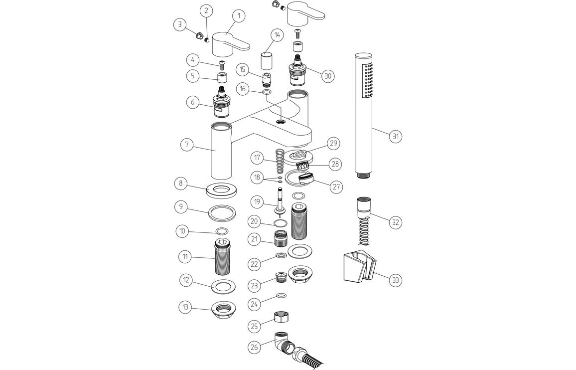 Pia Bath/Shower Mixer & Shower Kit - Chrome