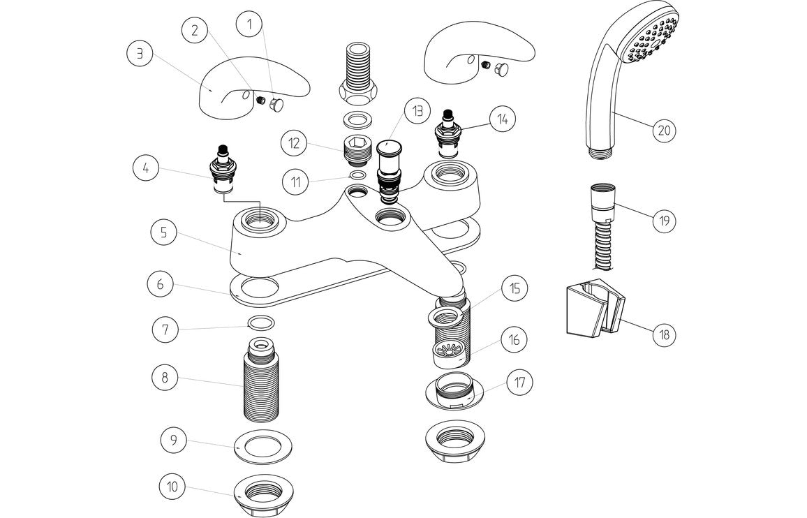 Airo Low Pressure Bath/Shower Mixer - Chrome