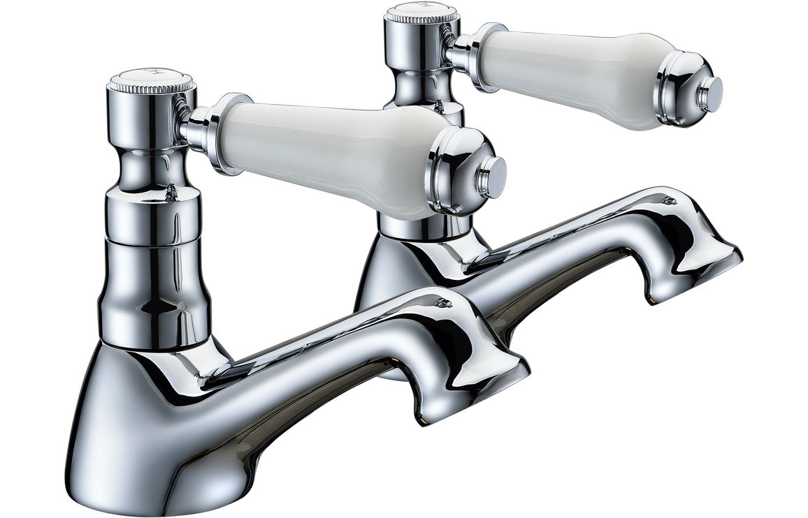 Matelica Bath Pillar Taps - Chrome