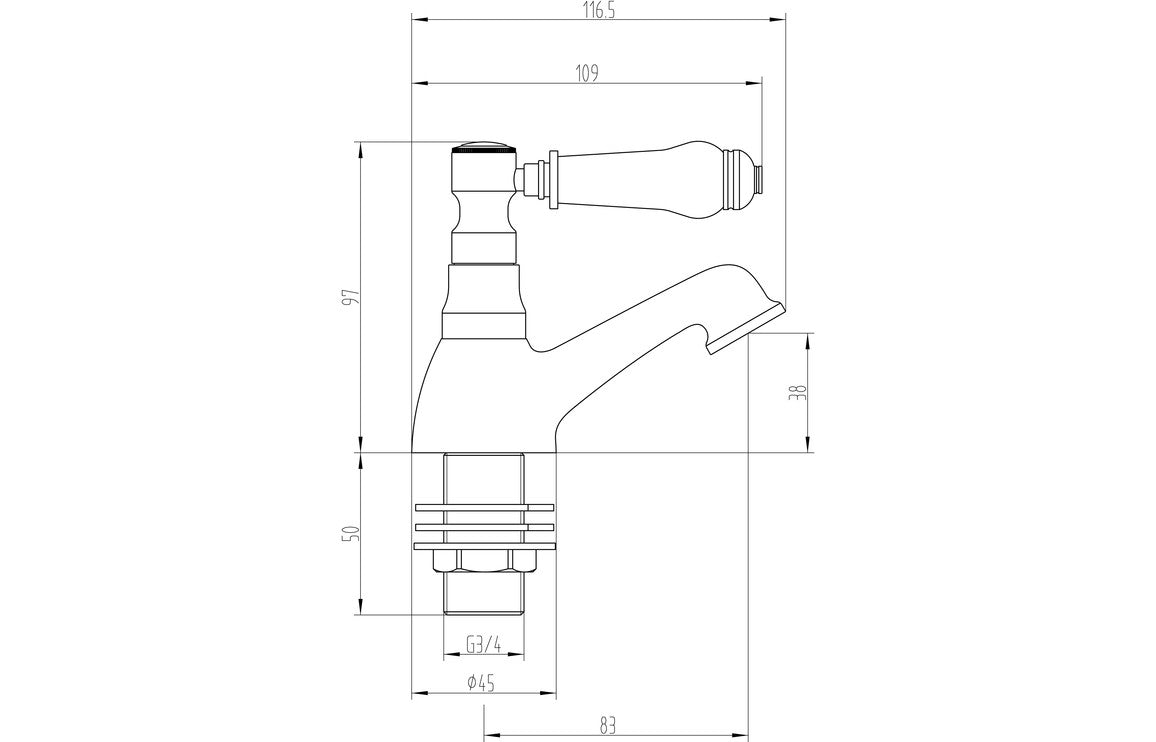 Matelica Bath Pillar Taps - Chrome