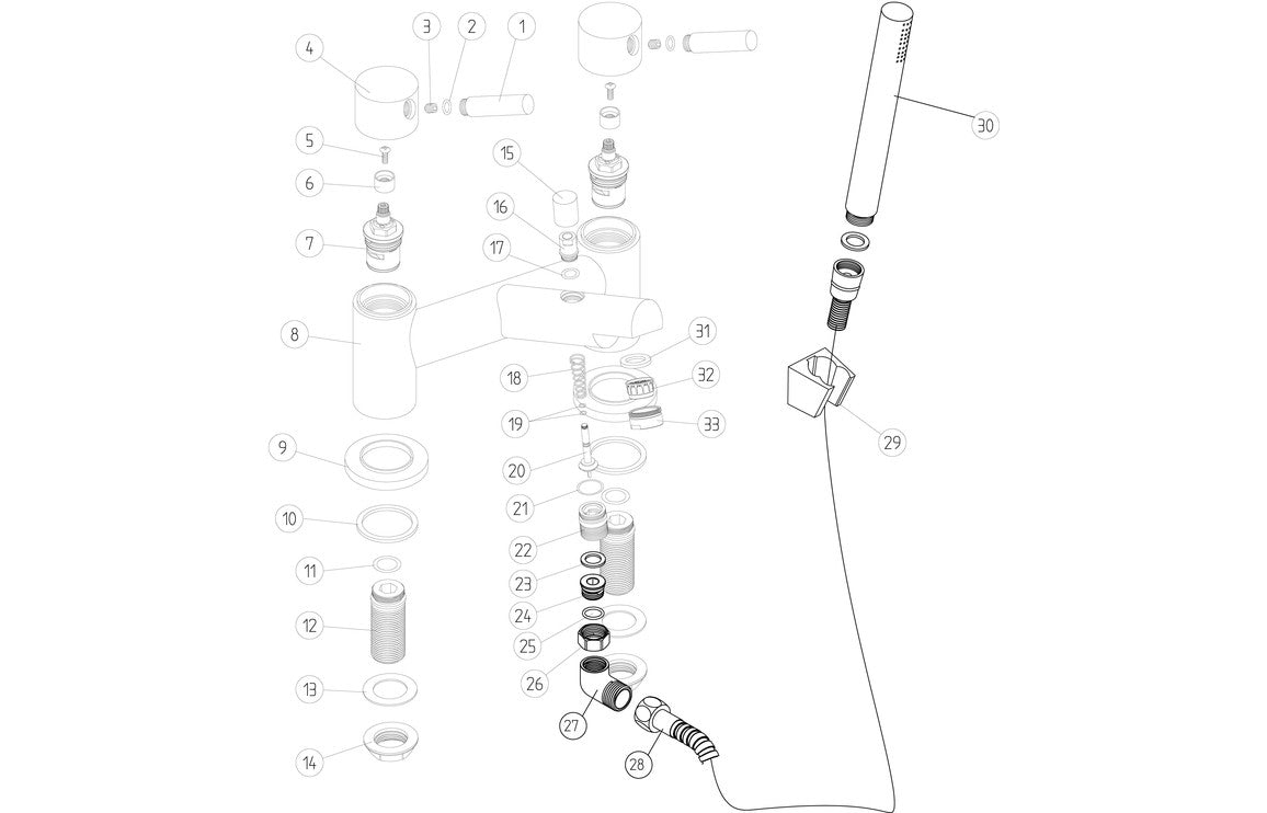 Leonessa Bath/Shower Mixer & Bracket - Chrome