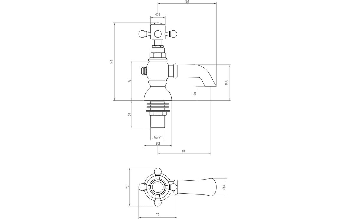 Marlow Bath Pillar Taps - Chrome