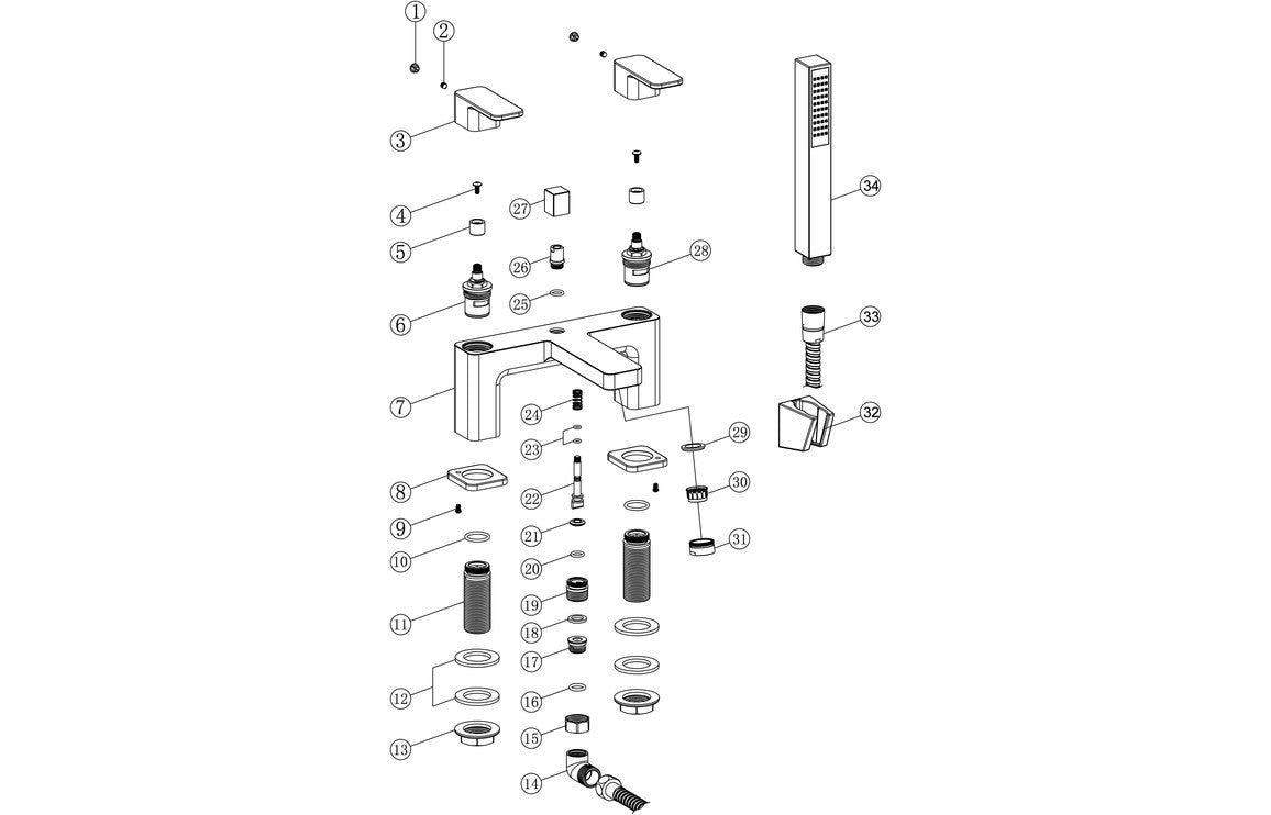 Adrio Bath/Shower Mixer & Bracket - Chrome