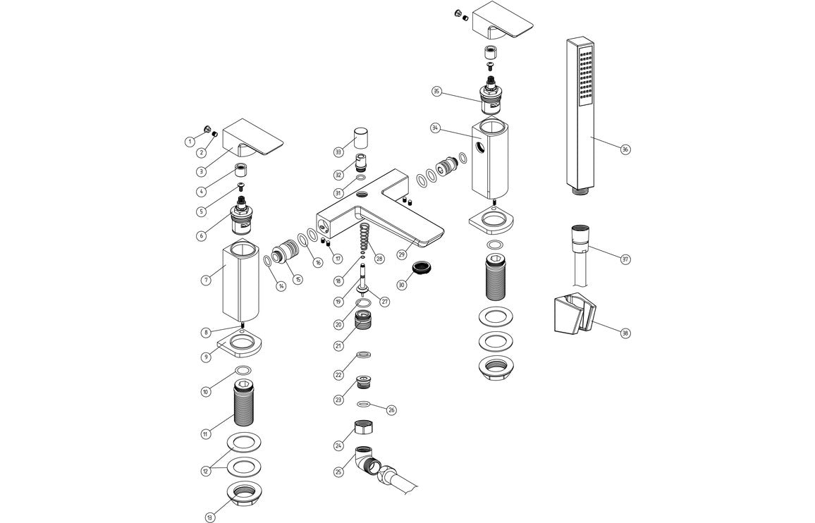 Insk Bath/Shower Mixer - Brushed Brass