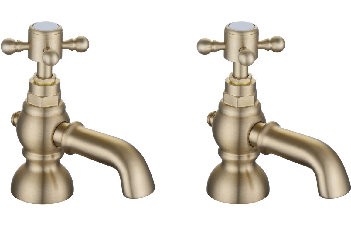 Marlow Bath Pillar Taps - Brushed Brass