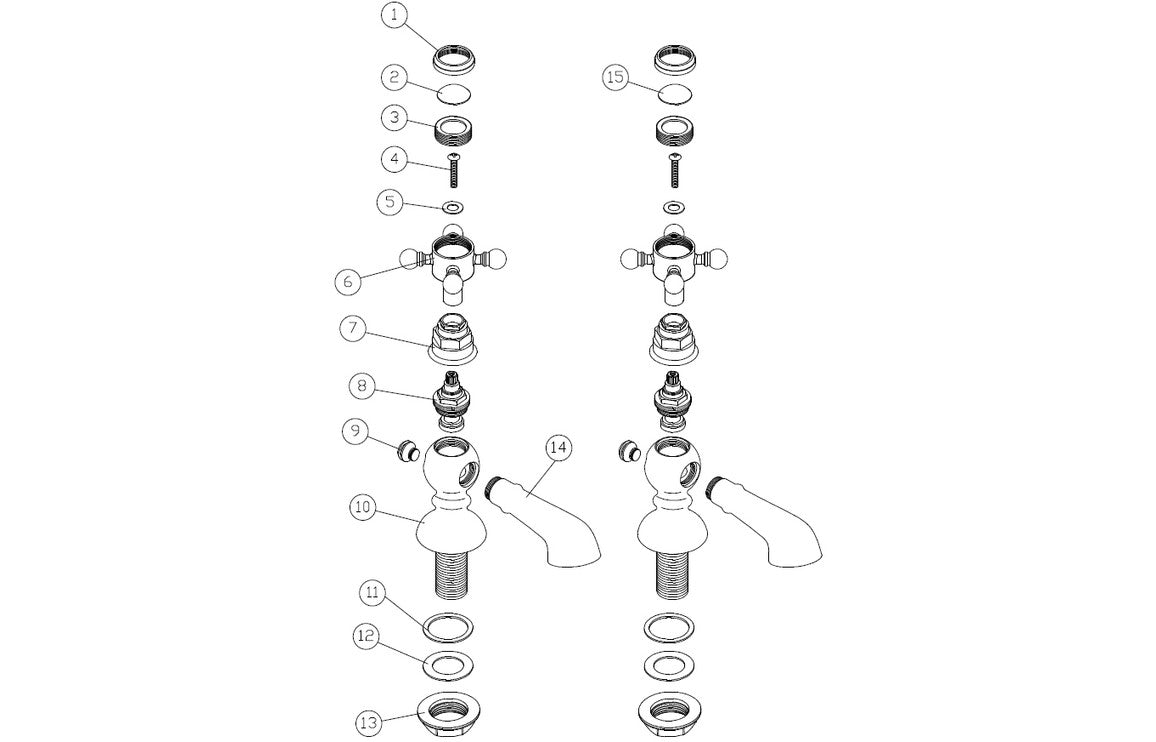 Marlow Bath Pillar Taps - Brushed Brass