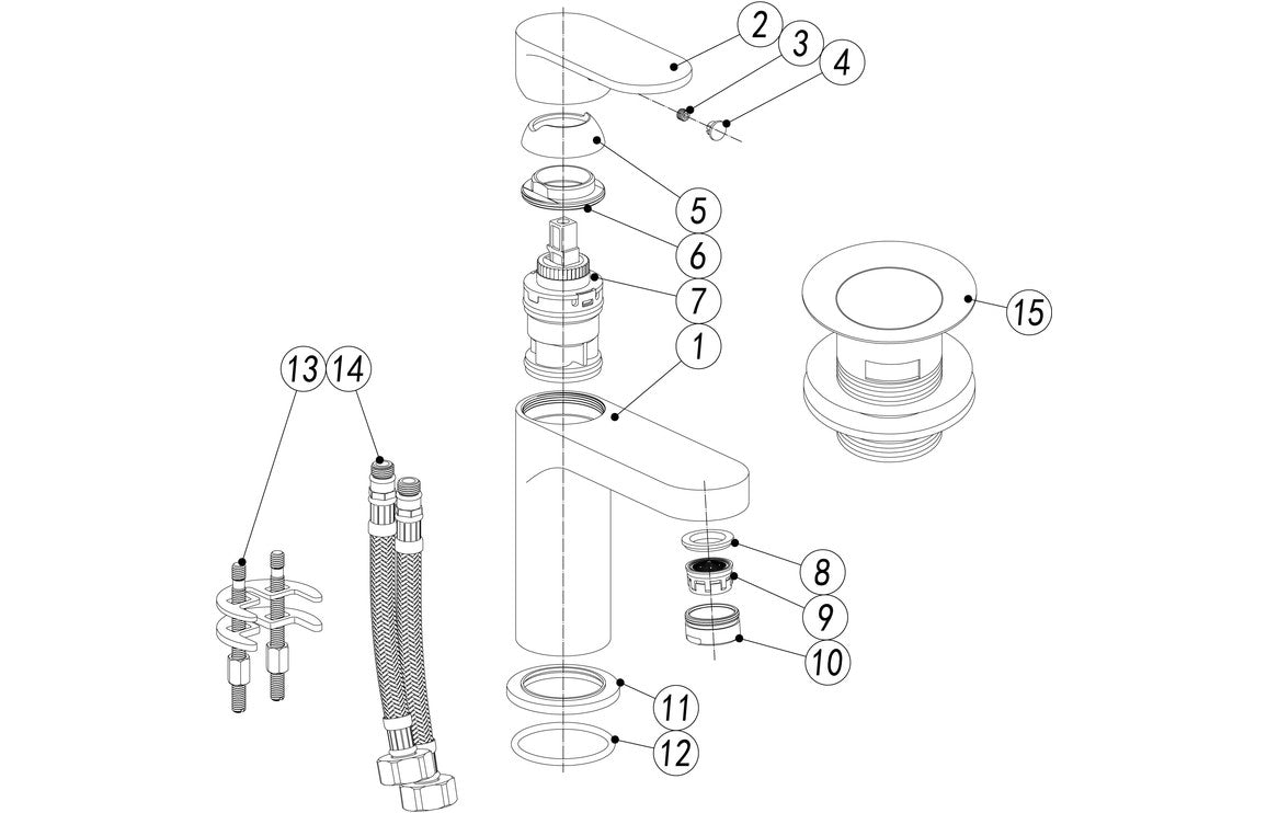 Sassano Basin Mixer & Waste - Chrome