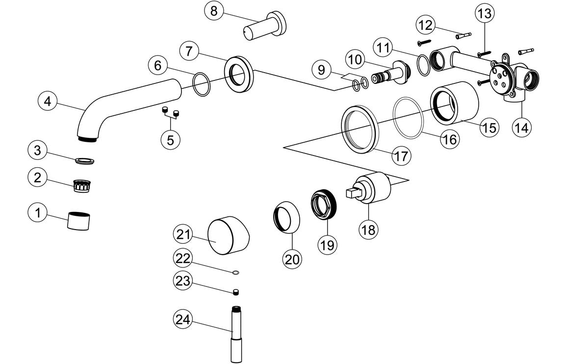 Pescara Wall Mounted Basin Mixer - Brushed Brass