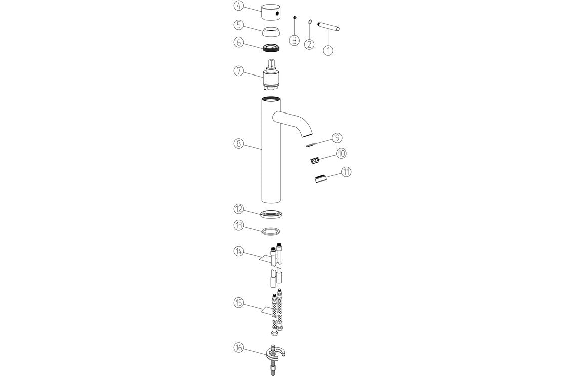 Pescara Tall Basin Mixer - Brushed Brass