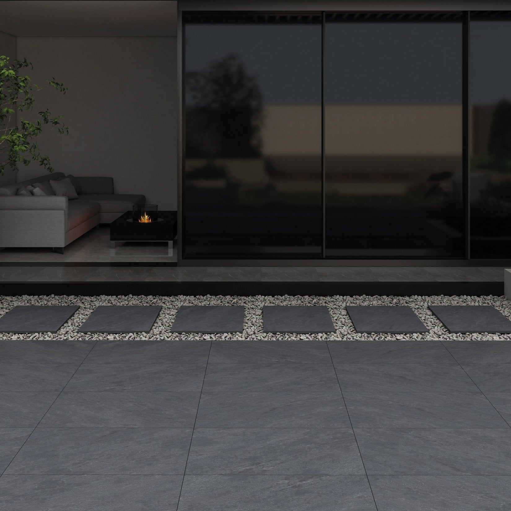 Charlestone Dark Grey Outdoor Porcelain Slab Tile 60x90cm