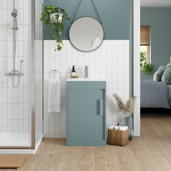 Saumur 510mm Floor Standing Unit Inc. Basin - Matt Sea Green