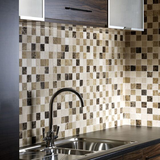 Emperador Mix Polished Marble Mosaic Wall and Floor Tile 30x30cm-Verona-S20011
