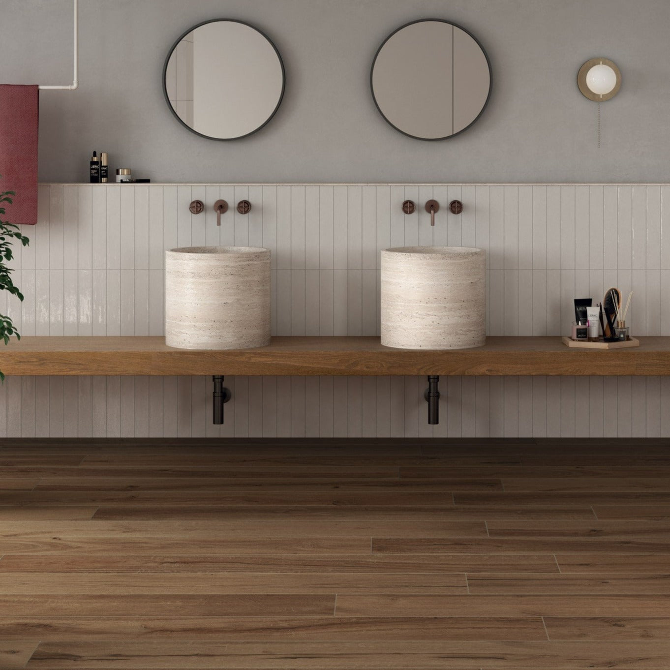 Tavola Nut Wood Effect Porcelain Floor Tile 24x120cm