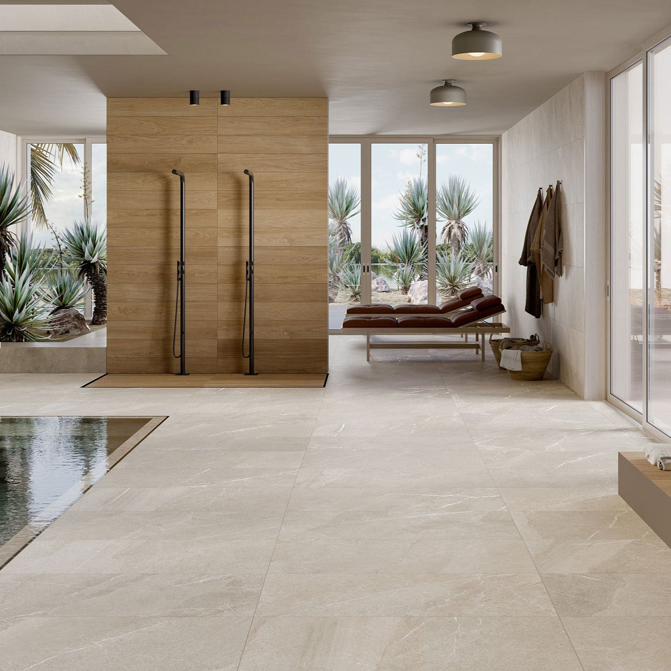 Rondine Angers Ivory Stone Effect 20mm Outdoor Italian Porcelain Slab Tile 100x100cm