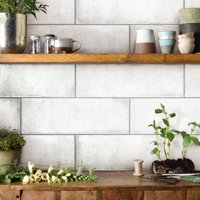 Original Style Tileworks Montblanc White Ceramic Wall Tile 20x60cm