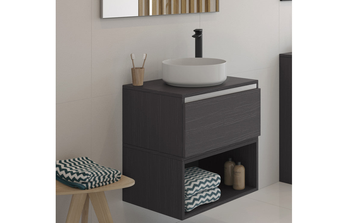 Lennox 355mm Ceramic Round Washbowl & Waste - Light Matt Grey