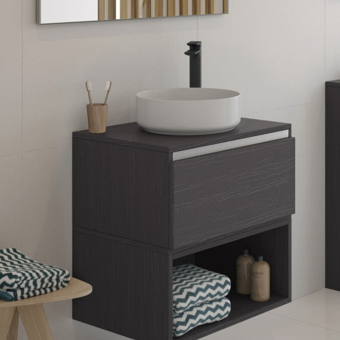 Lennox 355mm Ceramic Round Washbowl & Waste - Matt Black