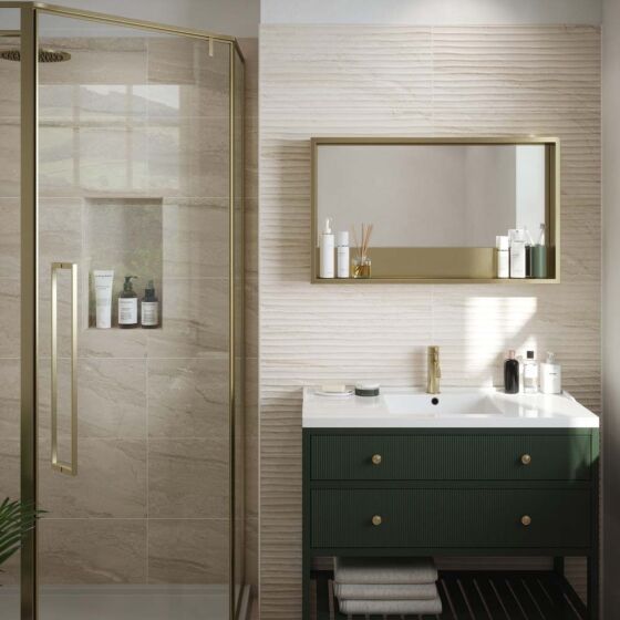 Laurent Beige Decor Matt Ceramic Wall Marble Effect Tile 30x60cm
