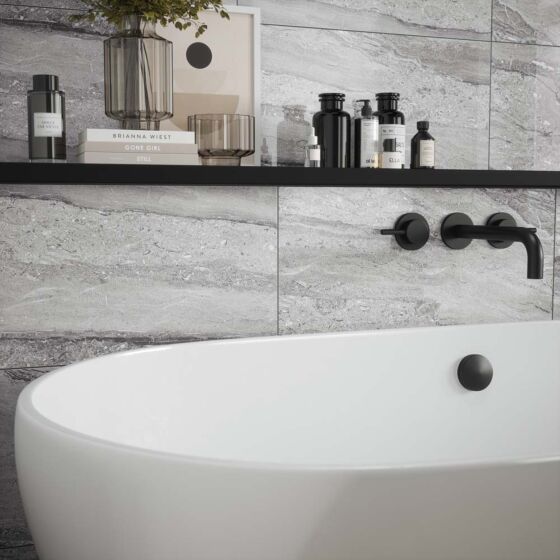 Laurent Grey Matt Ceramic Marble Effect Wall Tile 30x60cm-Verona-P12879
