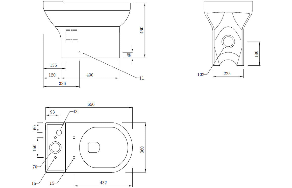 Leigh Close Coupled Open Back Comfort Height WC & Soft Close Seat