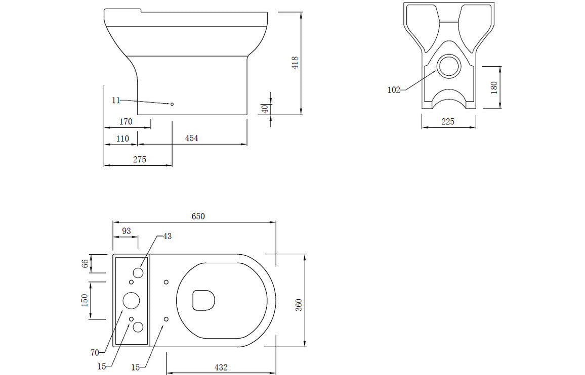 Leigh Close Coupled Open Back WC & Soft Close Seat