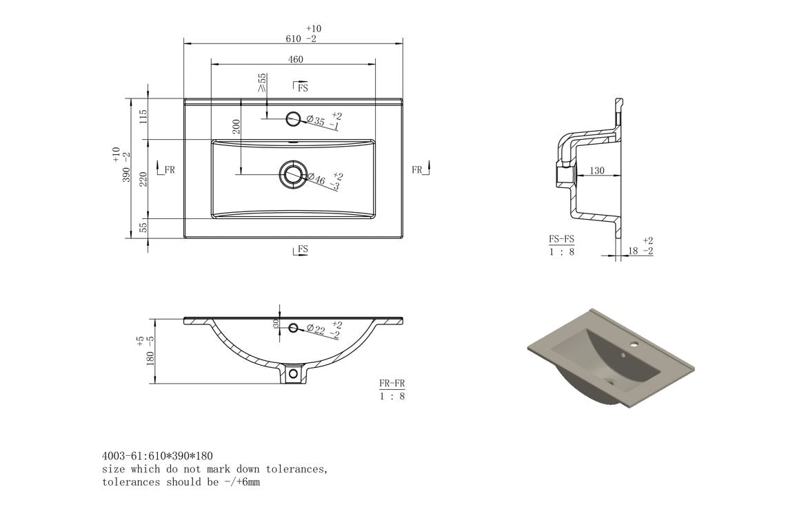 Lines 615mm Floor Standing 2 Drawer Basin Unit & Basin