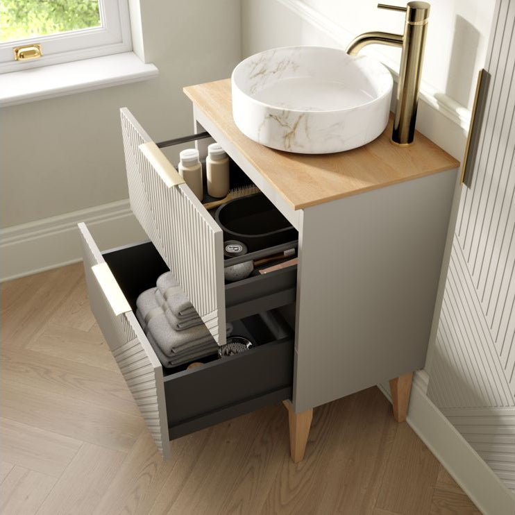 Lines 815mm Floor Standing 2 Drawer Basin Unit & Basin