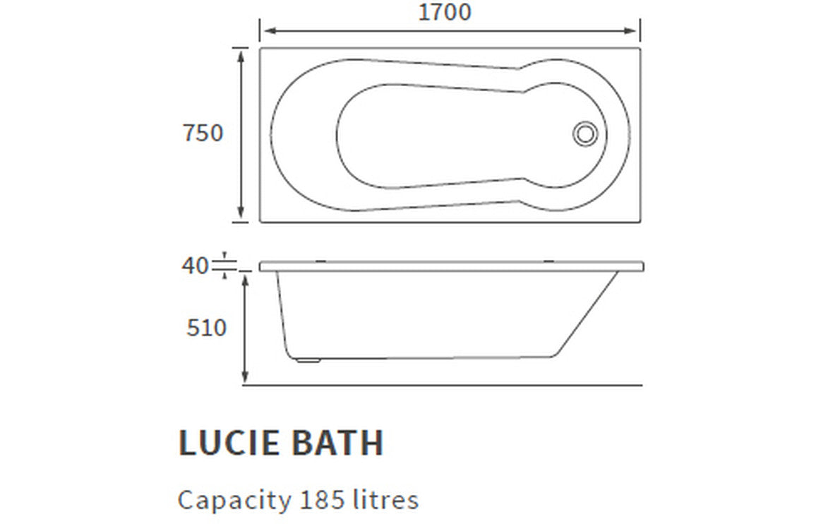 Llangorse Keyhole 1700x750x550mm 0TH Bath w/Legs