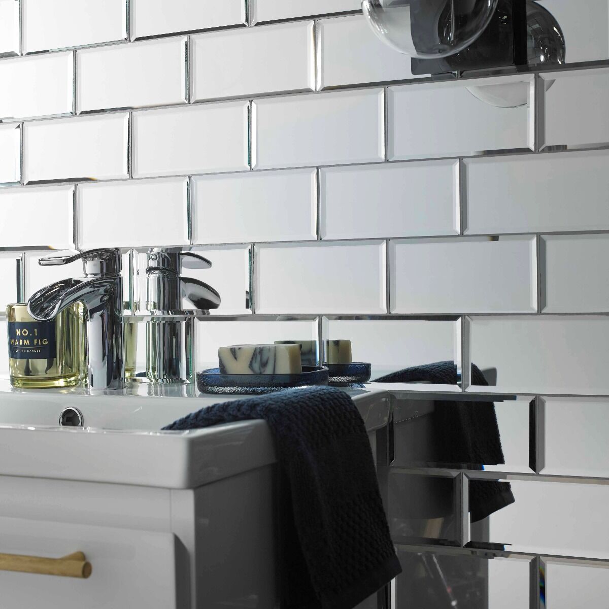 Lumiere Bevel Mirror Brick Mosaic 75x150mm-Verona-G30238