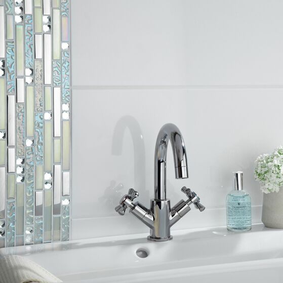 Lush Pearlescent Glass, Metal & Mirror Mix Random Mosaic Wall Tile 30x30cm