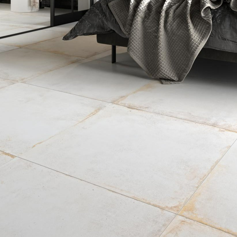 Manhattan Concrete Effect White and Copper Porcelain Tile 80x80cm