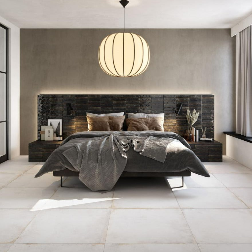 Manhattan Concrete Effect White and Copper Porcelain Tile 80x80cm