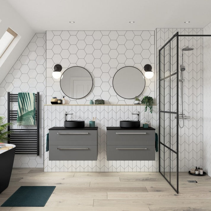 Lennox 355mm Ceramic Round Washbowl & Waste - Light Matt Grey