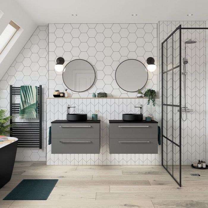 Lennox 355mm Ceramic Round Washbowl & Waste - Matt Black