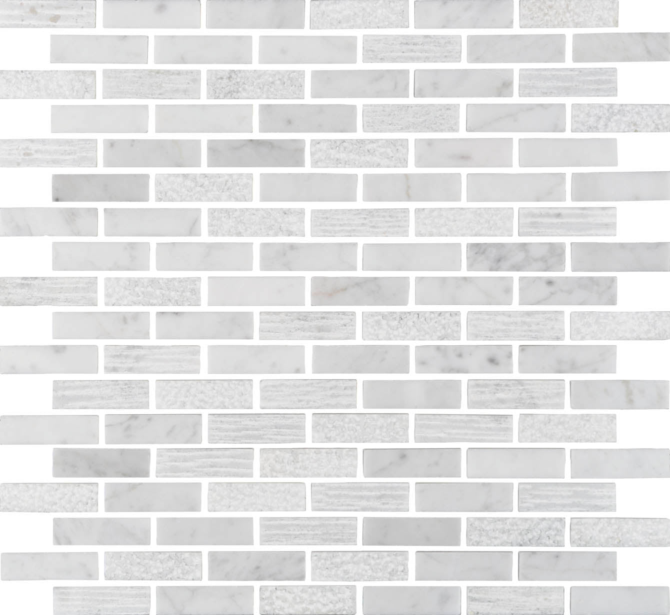 Nares White Marble Brickbond Mosaic Floor & Wall Tile 30x30cm