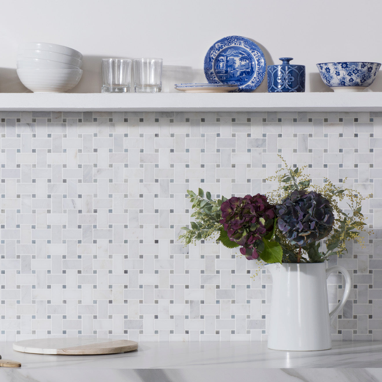 Nimbus Basket Weave Grey Stone Mosaic Floor & Wall Tile 30x30cm