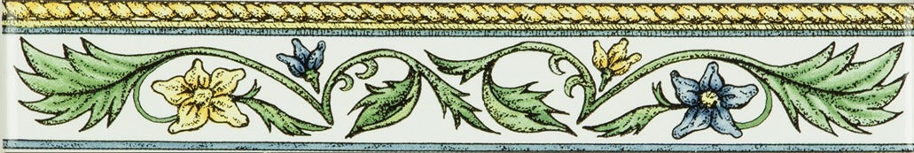 Original Style Artworks Floral Rope Blue & Yellow Classical Decorative Border on County White