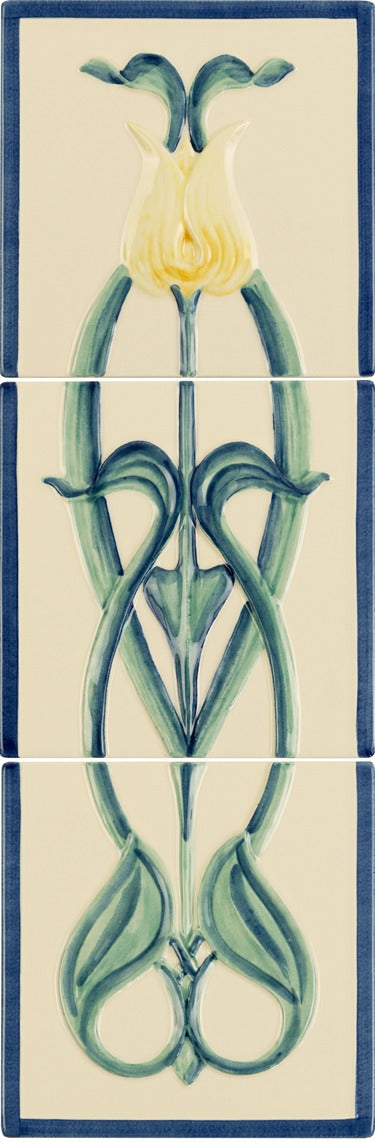 Original Style Artworks Henrietta Yellow Tulip 3-Tile Set on County White