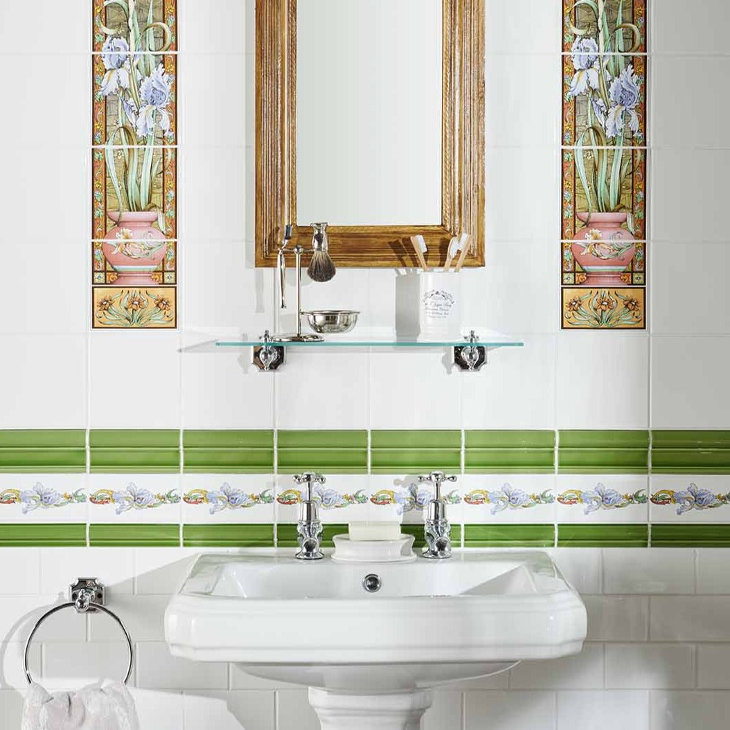 Original Style Artworks Blue Iris Border (half size) On Brilliant White