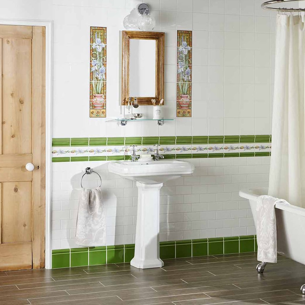 Original Style Artworks Blue Iris Border (half size) On Brilliant White