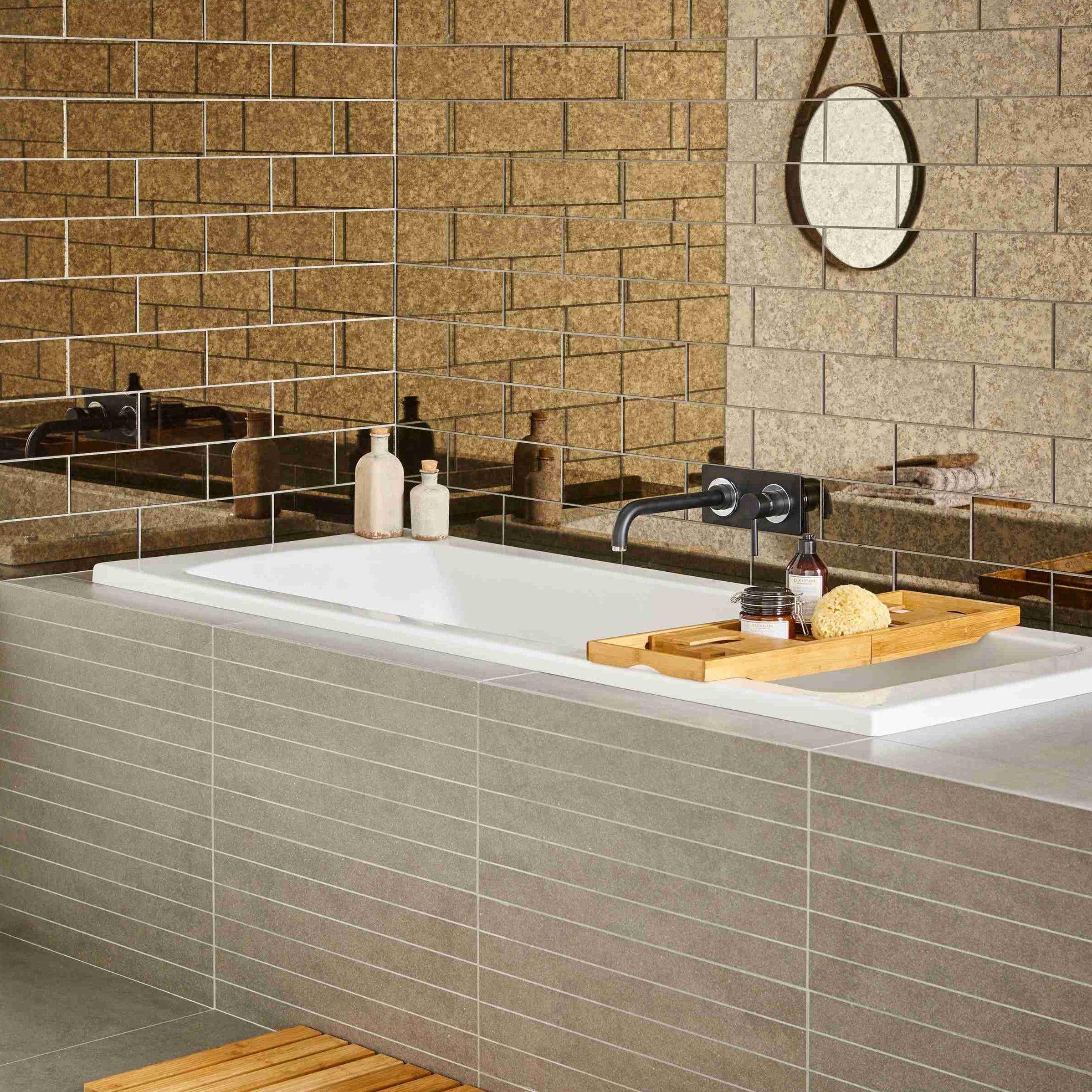 Оriginal Style Glassworks Brick Antique Mirror Copper Tile 10x30cm